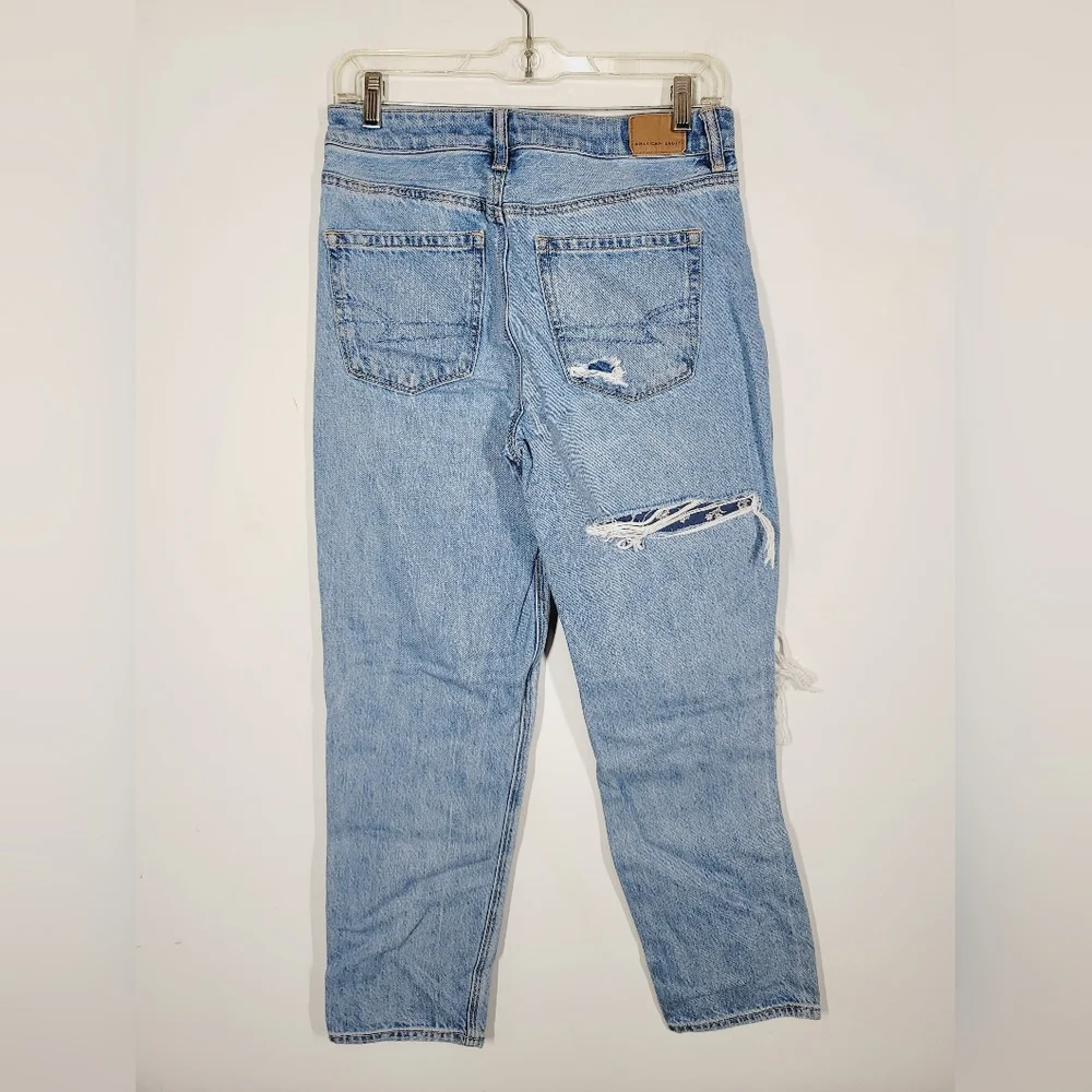 American Eagle Mom Straight Leg Patchwork Jeans, Size 4